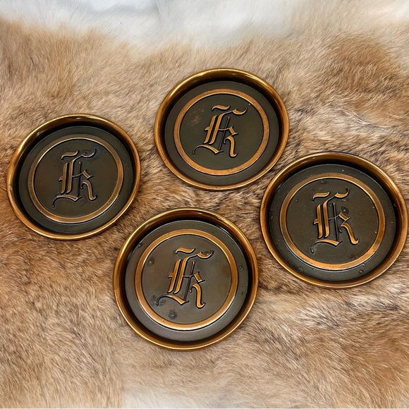 4 Vintage L.E. Mason Co. Bronzed Solid Copper Coaster/Ashtrays - Boston, Mass. - Picture 2 of 6